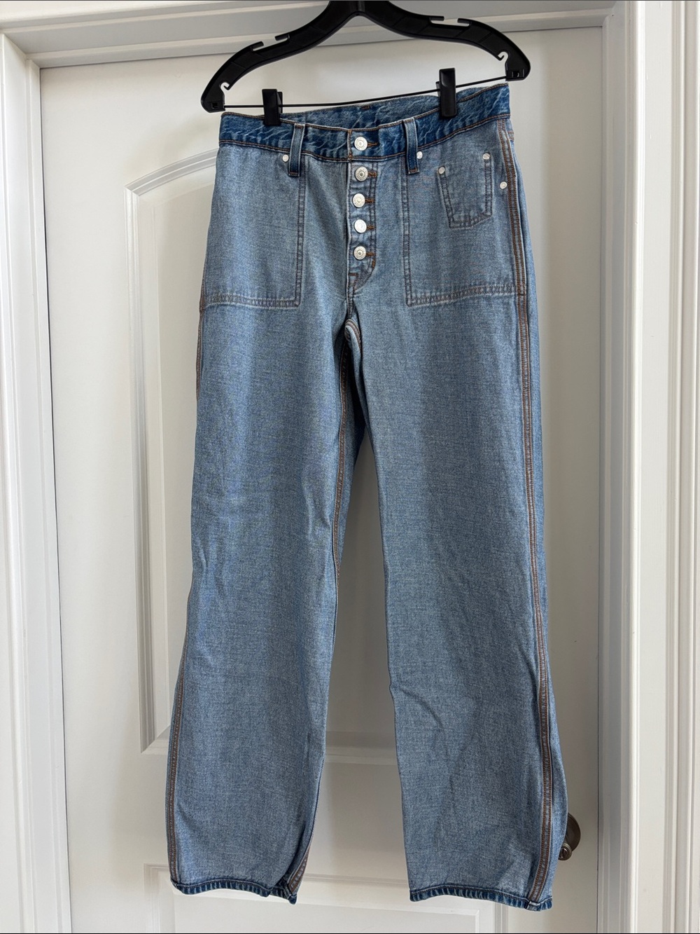 Levi's Light Blue Straight-Leg High-Rise Button-Fly Jeans REVERSIBLE